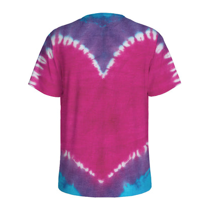 Colorful Heart Tie Dye Print Men's Sports T-Shirt