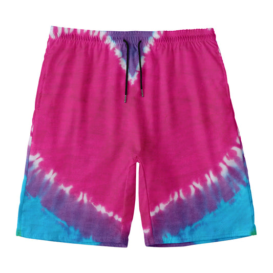 Colorful Heart Tie Dye Print Men's Swim Trunks