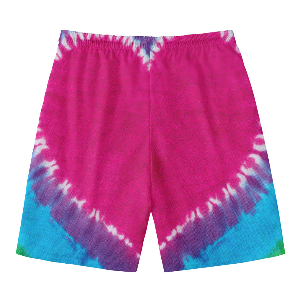 Colorful Heart Tie Dye Print Men's Swim Trunks