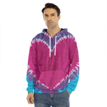 Colorful Heart Tie Dye Print Men's Velvet Pullover Hoodie