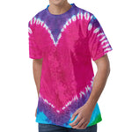 Colorful Heart Tie Dye Print Men's Velvet T-Shirt