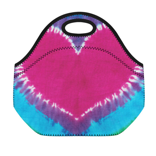 Colorful Heart Tie Dye Print Neoprene Lunch Bag