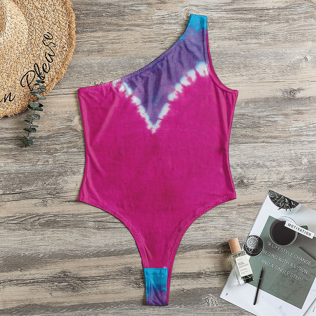 Colorful Heart Tie Dye Print One Shoulder Bodysuit
