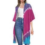 Colorful Heart Tie Dye Print Open Front Beach Cover Up