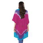 Colorful Heart Tie Dye Print Open Front Beach Cover Up