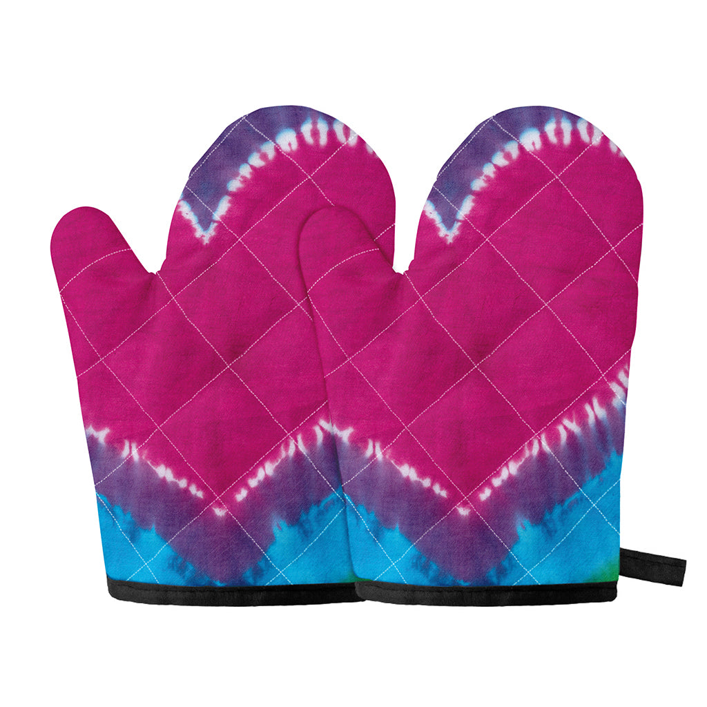 Colorful Heart Tie Dye Print Oven Mitts