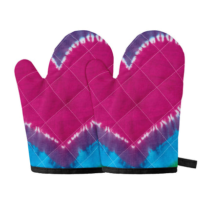 Colorful Heart Tie Dye Print Oven Mitts