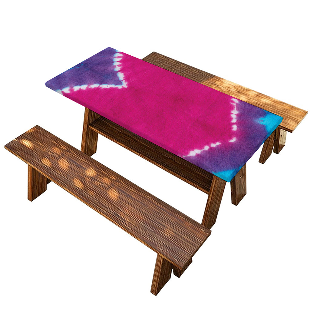 Colorful Heart Tie Dye Print Picnic Table Cover