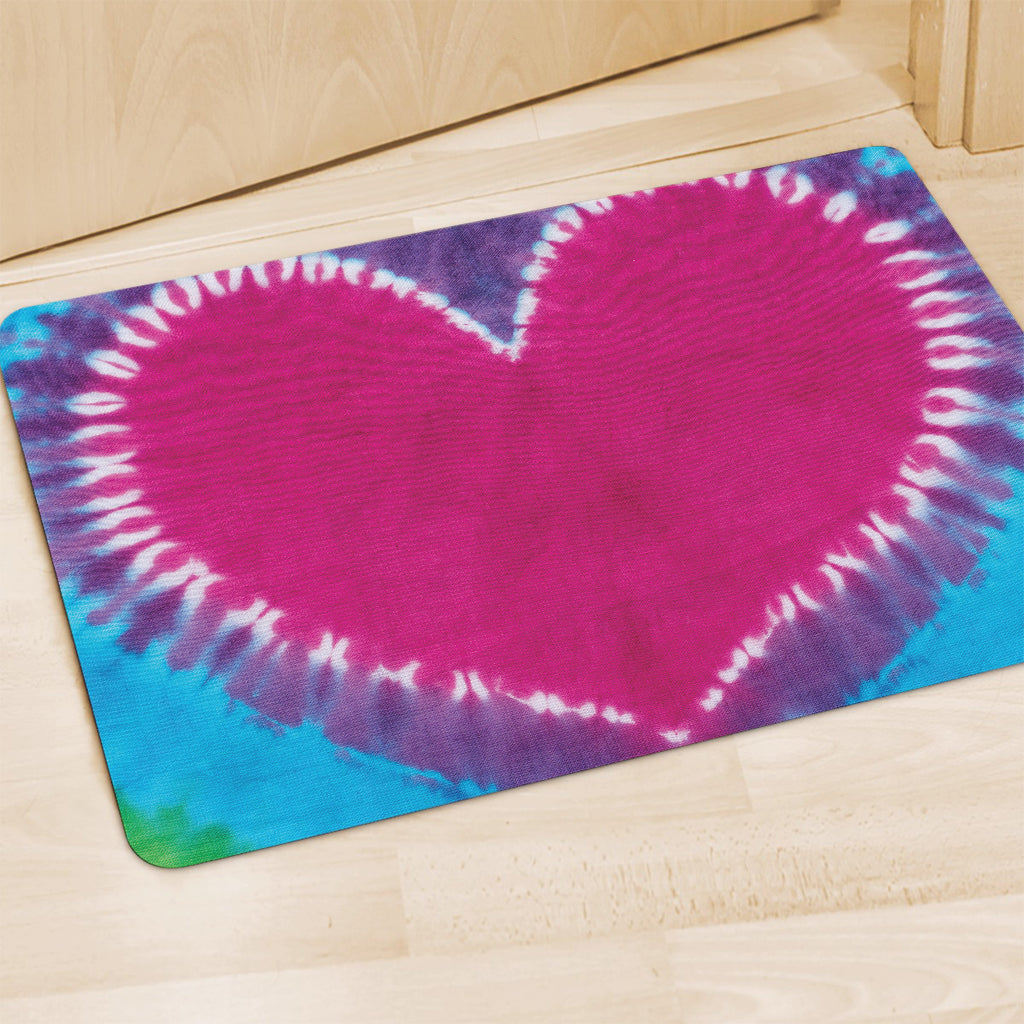 Colorful Heart Tie Dye Print Polyester Doormat