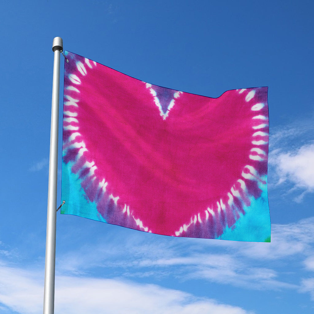 Colorful Heart Tie Dye Print Polyester Flag
