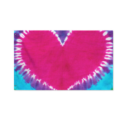 Colorful Heart Tie Dye Print Polyester Flag