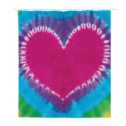 Colorful Heart Tie Dye Print Polyester Shower Curtain