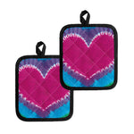 Colorful Heart Tie Dye Print Pot Holders