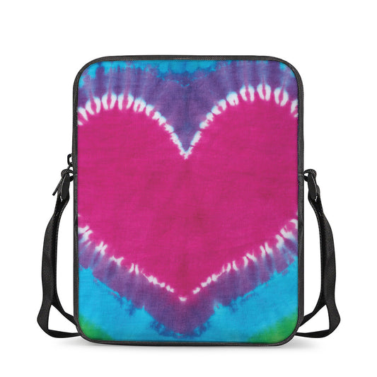 Colorful Heart Tie Dye Print Rectangular Crossbody Bag