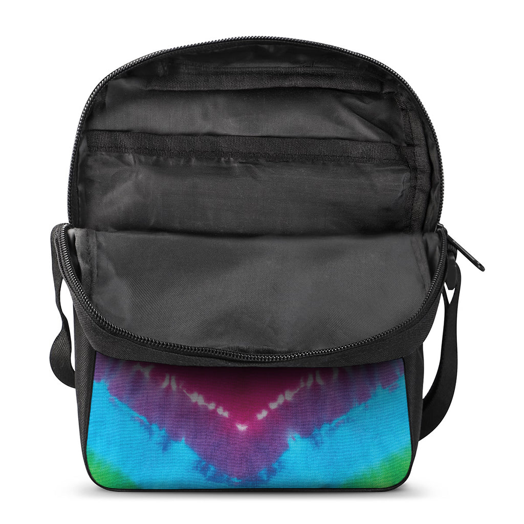 Colorful Heart Tie Dye Print Rectangular Crossbody Bag