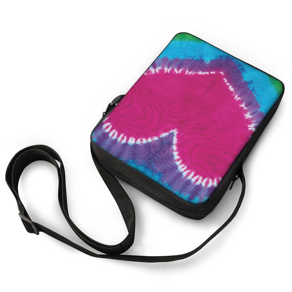 Colorful Heart Tie Dye Print Rectangular Crossbody Bag