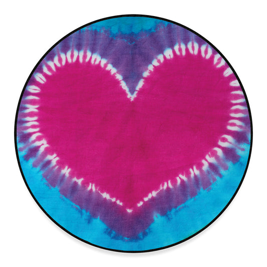 Colorful Heart Tie Dye Print Round Floor Mat