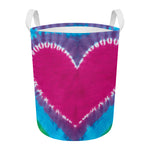 Colorful Heart Tie Dye Print Round Laundry Basket
