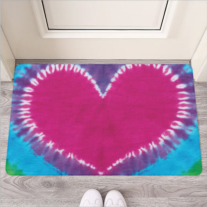 Colorful Heart Tie Dye Print Rubber Doormat