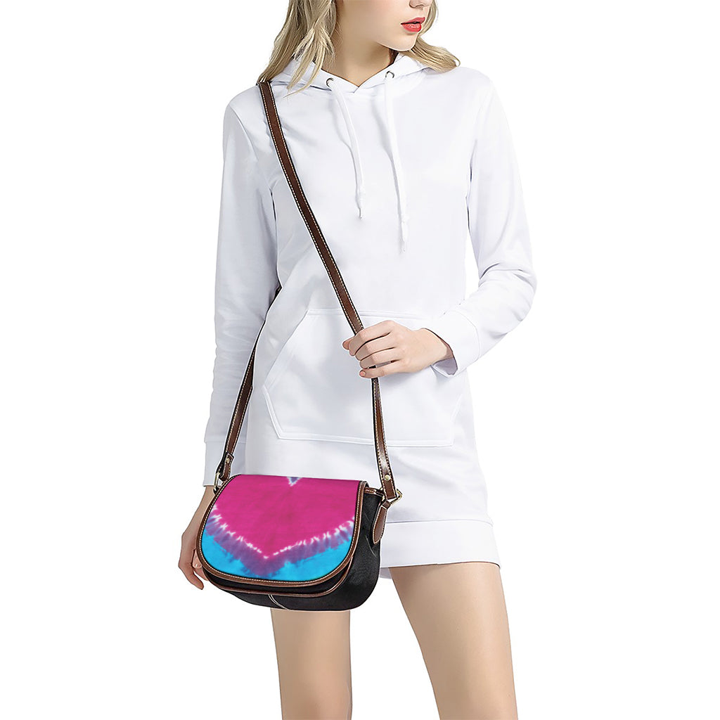Colorful Heart Tie Dye Print Saddle Bag