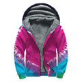 Colorful Heart Tie Dye Print Sherpa Lined Zip Up Hoodie