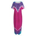 Colorful Heart Tie Dye Print Short Sleeve Long Nightdress