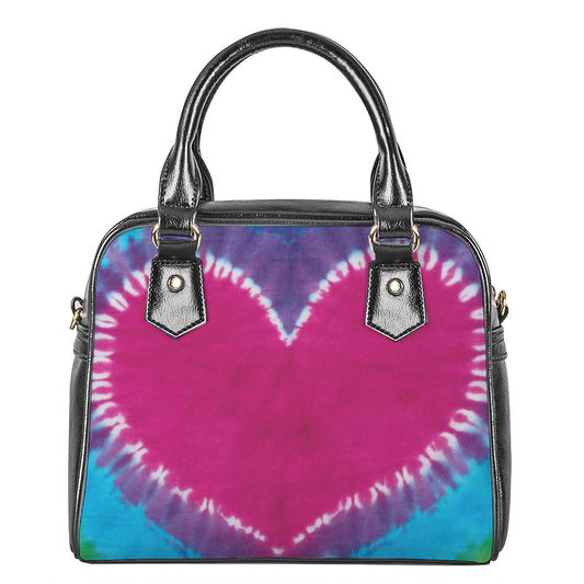 Colorful Heart Tie Dye Print Shoulder Handbag