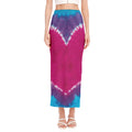 Colorful Heart Tie Dye Print Side Slit Maxi Skirt