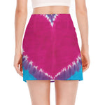 Colorful Heart Tie Dye Print Side Slit Mini Skirt