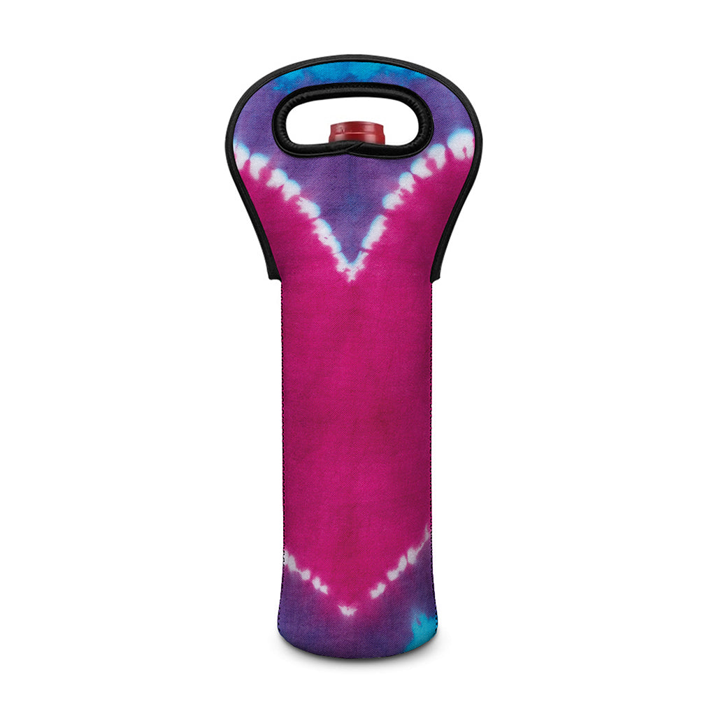 Colorful Heart Tie Dye Print Single Neoprene Wine Tote