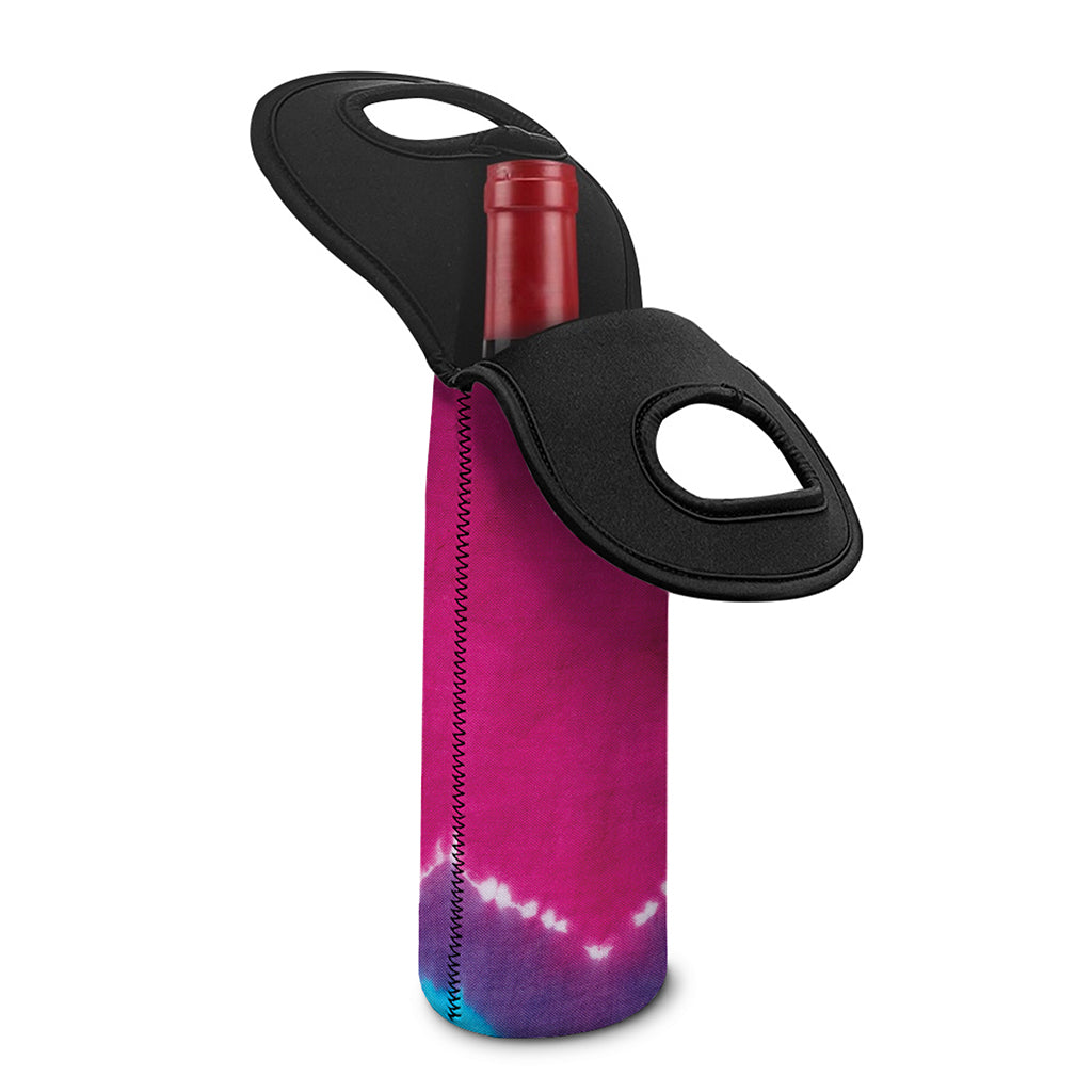 Colorful Heart Tie Dye Print Single Neoprene Wine Tote