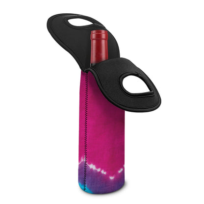 Colorful Heart Tie Dye Print Single Neoprene Wine Tote