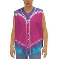 Colorful Heart Tie Dye Print Sleeveless Baseball Jersey