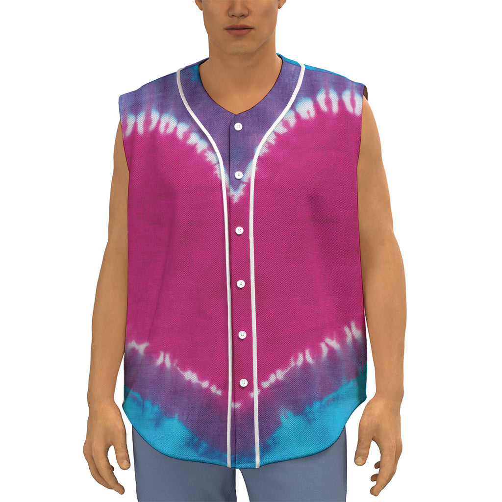 Colorful Heart Tie Dye Print Sleeveless Baseball Jersey