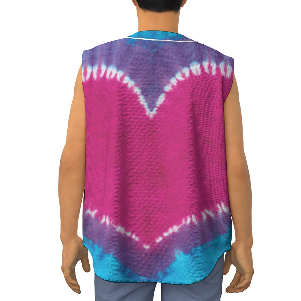 Colorful Heart Tie Dye Print Sleeveless Baseball Jersey