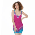Colorful Heart Tie Dye Print Sleeveless Bodycon Dress
