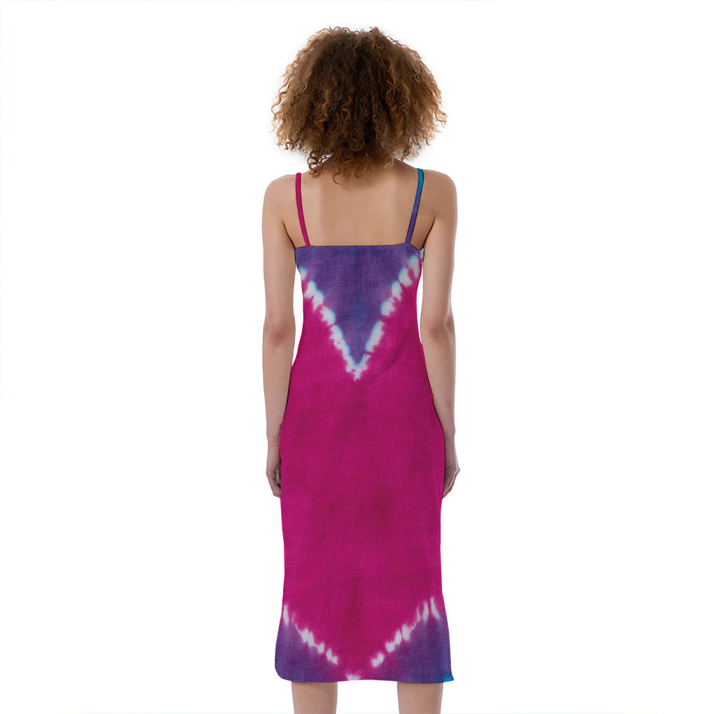 Colorful Heart Tie Dye Print Slim Fit Midi Cami Dress