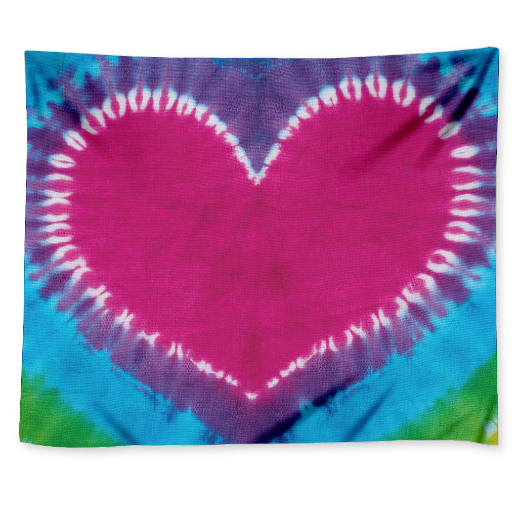 Colorful Heart Tie Dye Print Tapestry