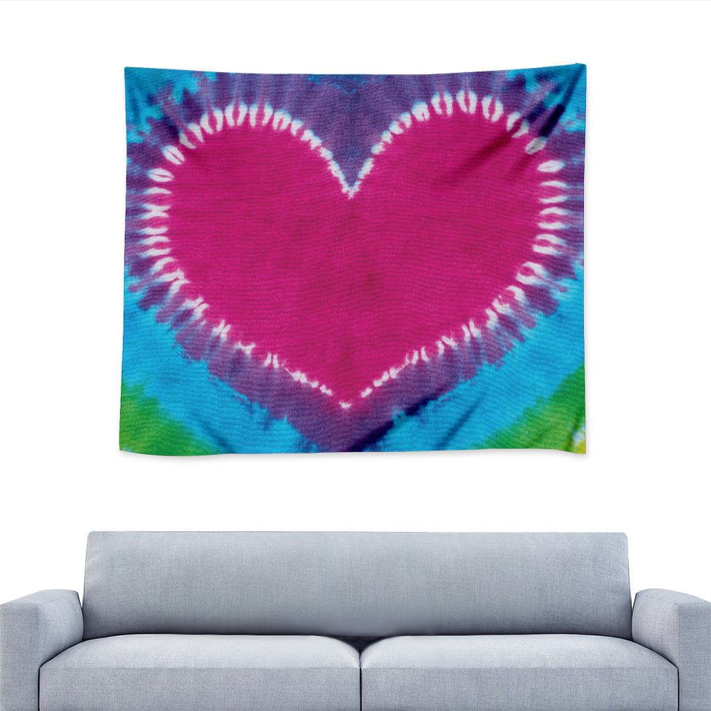 Colorful Heart Tie Dye Print Tapestry