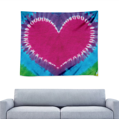 Colorful Heart Tie Dye Print Tapestry