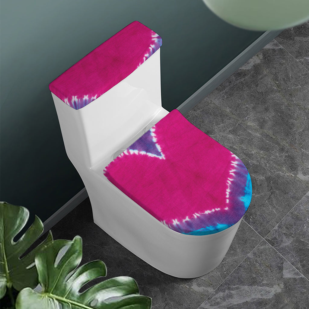 Colorful Heart Tie Dye Print Toilet Lid And Tank Cover Set