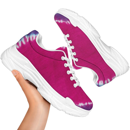 Colorful Heart Tie Dye Print White Chunky Shoes