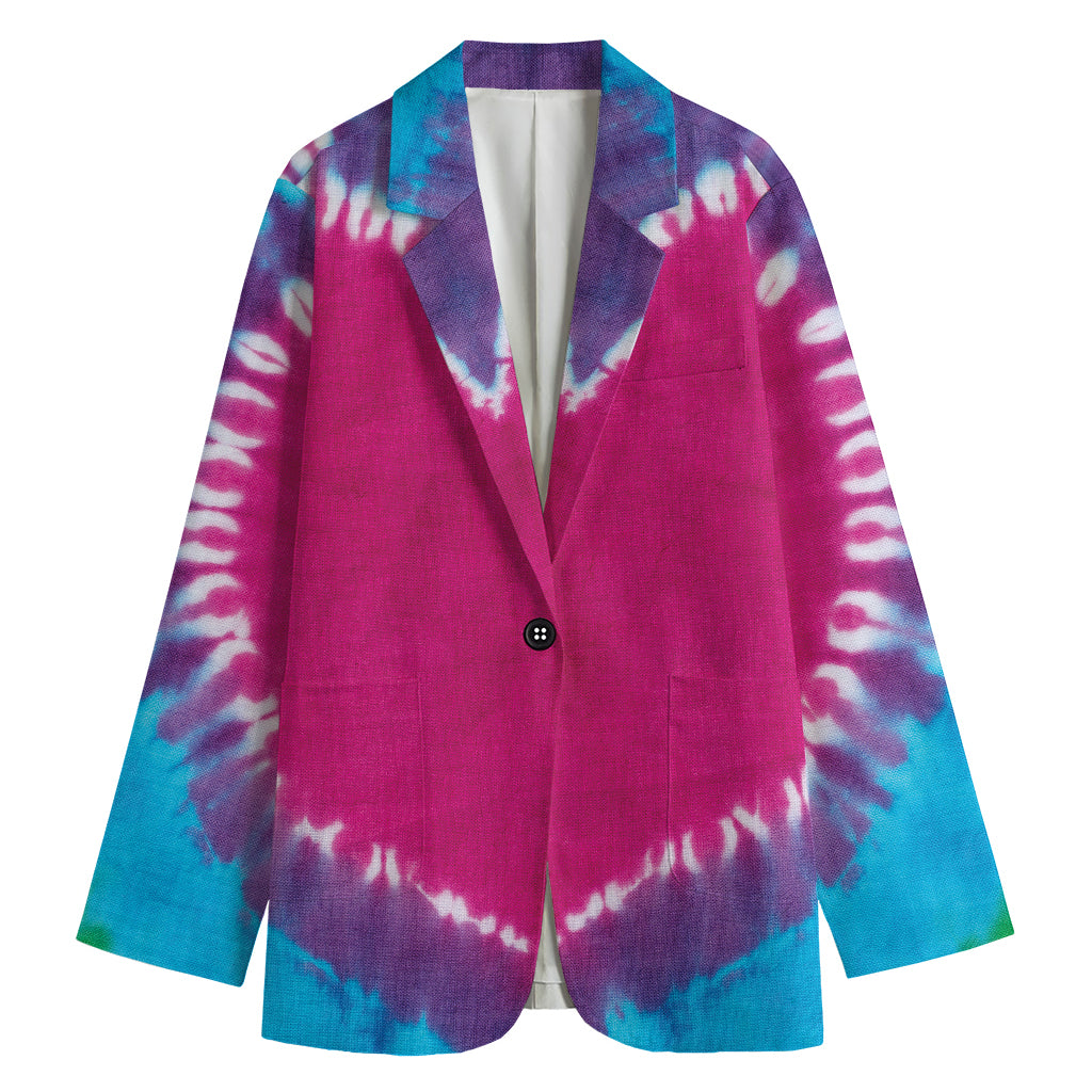 Colorful Heart Tie Dye Print Women's Blazer