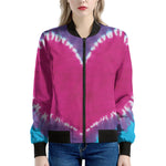 Colorful Heart Tie Dye Print Women's Bomber Jacket