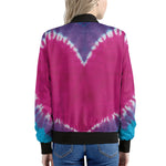 Colorful Heart Tie Dye Print Women's Bomber Jacket