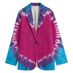 Colorful Heart Tie Dye Print Women's Cotton Blazer