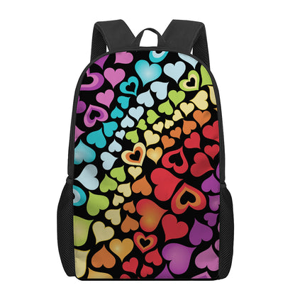 Colorful Heart Wave Pattern Print 17 Inch Backpack