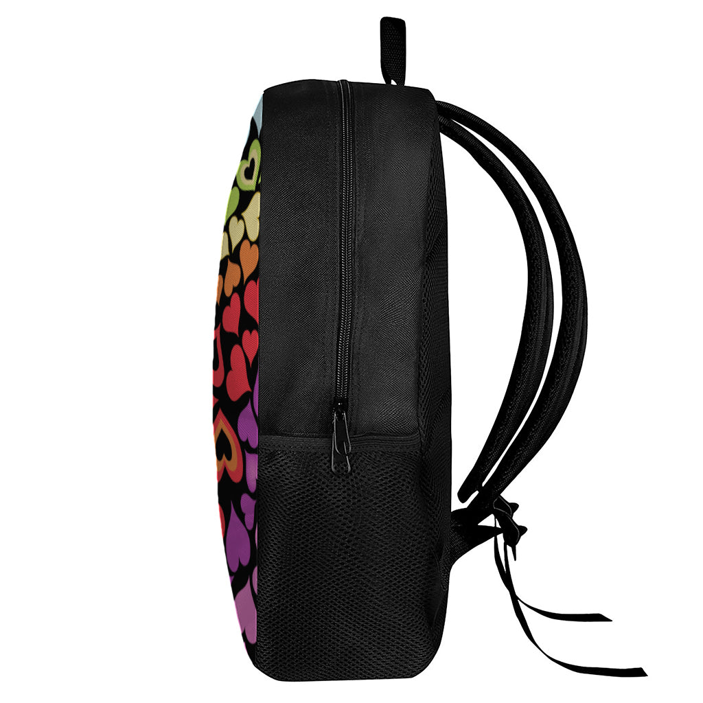 Colorful Heart Wave Pattern Print 17 Inch Backpack