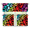 Colorful Heart Wave Pattern Print 3 Piece Kitchen Curtains
