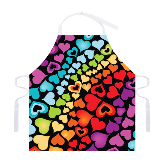 Colorful Heart Wave Pattern Print Adjustable Apron